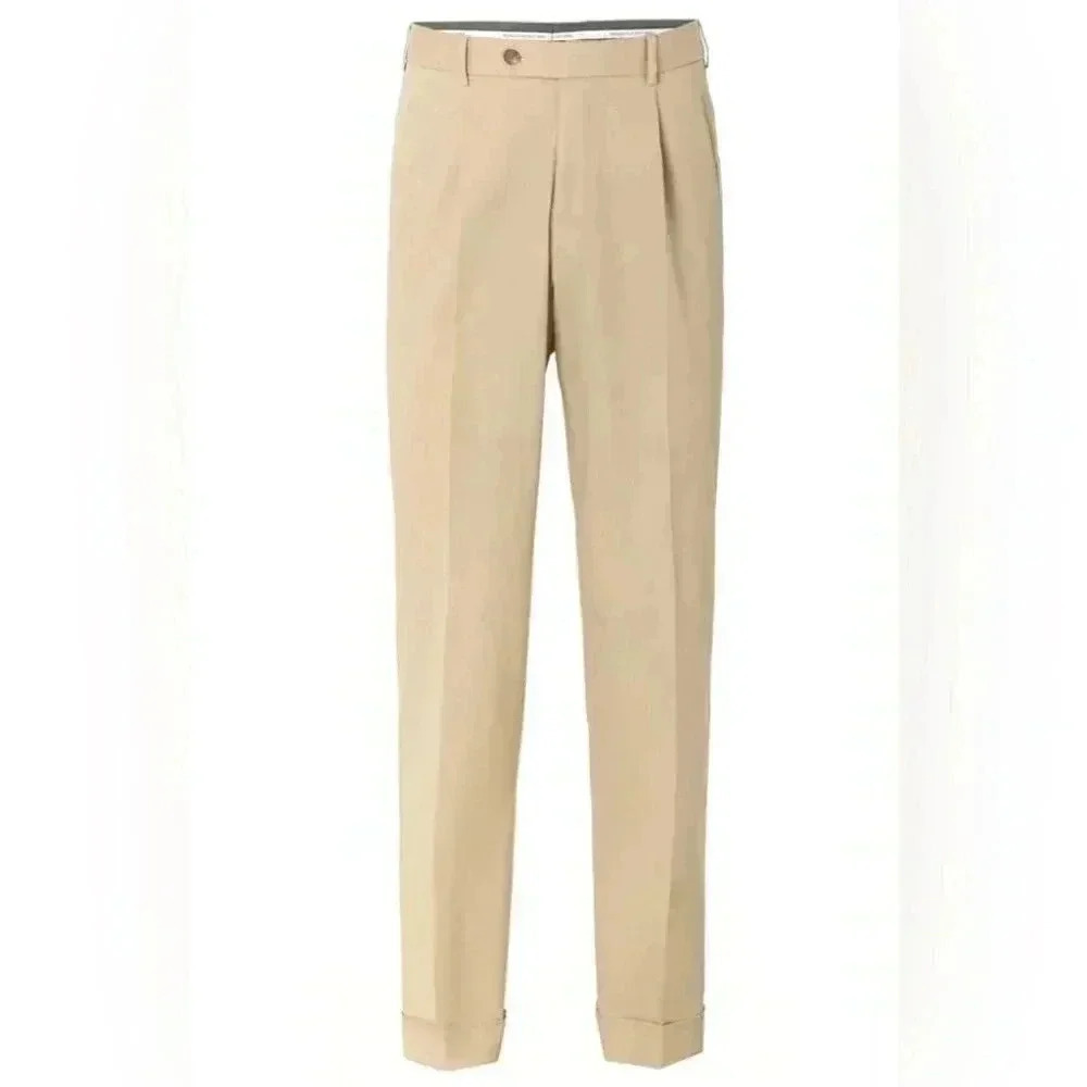 Hiltl designer work khaki straight fit stylish classic stretch dress pants 52